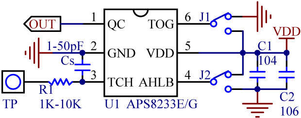 TTP223-BA6单键触摸触控芯片IC,APS8233E